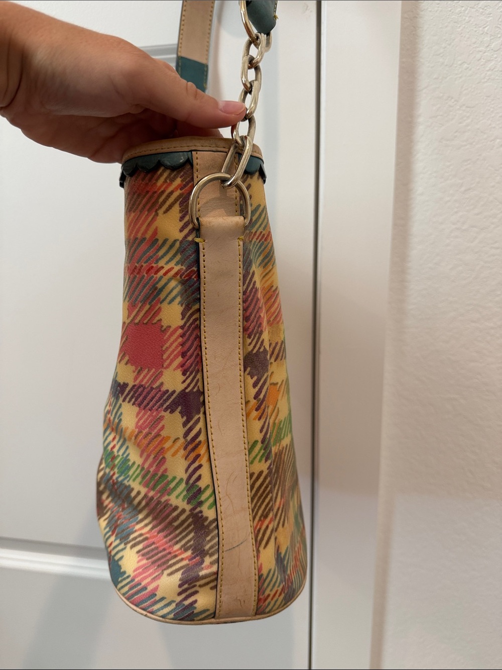 Dooney & Bourke Multicolor Plaid Shoulder bucket purse - Picture 3 of 6